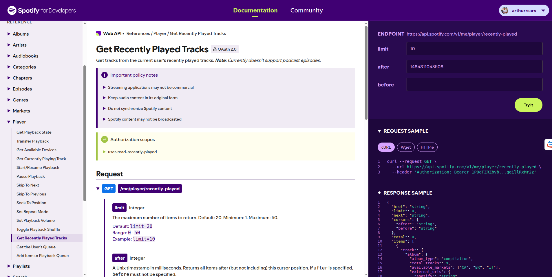 Spotify API Documentation